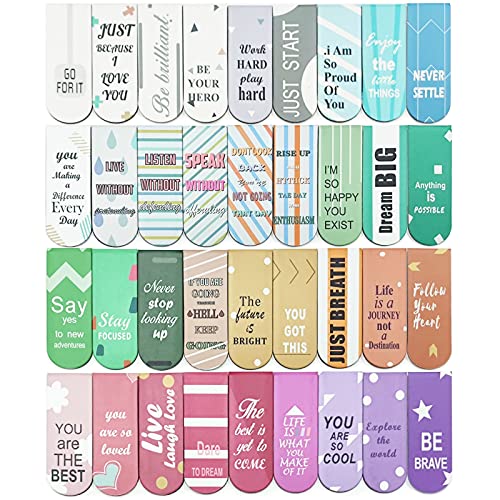 ZOCONE 36 Piezas Marcadores de Libros Magneticos, Marcadores Libros Magnéticos Inspiradores Clips de Página para Lectura Regalo Profesora Marcapaginas Magnetico Positivas para Estudiantes