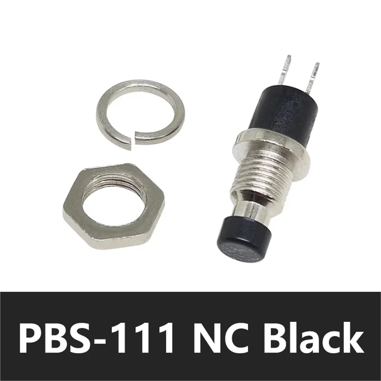 Interruptor pulsador momentáneo de 7 mm PBS-110, normalmente abierto, NO, NC, presione el botón de reinicio, encendido y apagado, 5 unidades(PBS-111 NC Black)