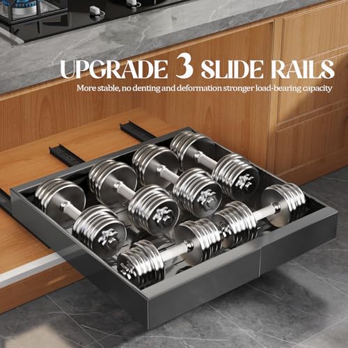 4 Pack Expandable Pull Out Cabinet Organizer 21"Deep With Raising Pad for Framed Cabinets,Upgrade 3 Slide Rails Slide Out Drawers,No Drill Roll Out Shelves,Adjustable Width 12.1"-20.4" Black