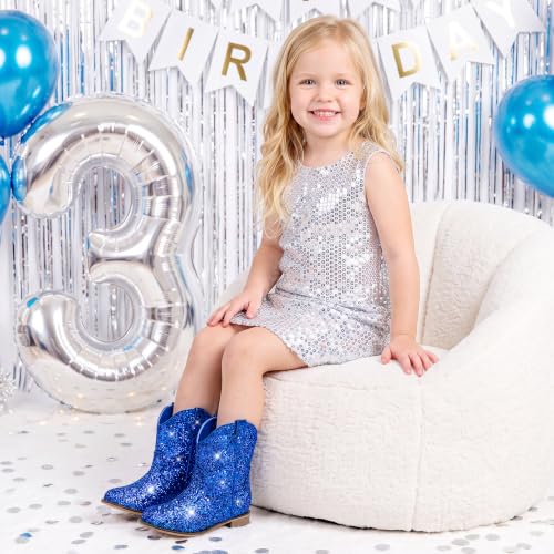 Image of Motasha Toddler Girls Cowgirl Boots Glitter Toddler Cowboy Boot Ankle Girls Boots Little Kids Horse Riding Shoes Party Birthday
