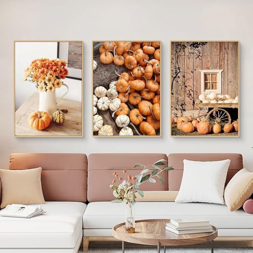 Tableaux d'automne pour habiller un grand mur de salon nu