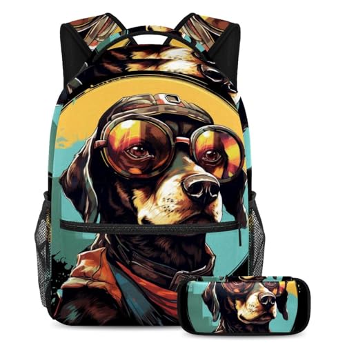 Lunettes de soleil vintage Dog 3 contre les UV avec sac à dos enfant 2 pcs
