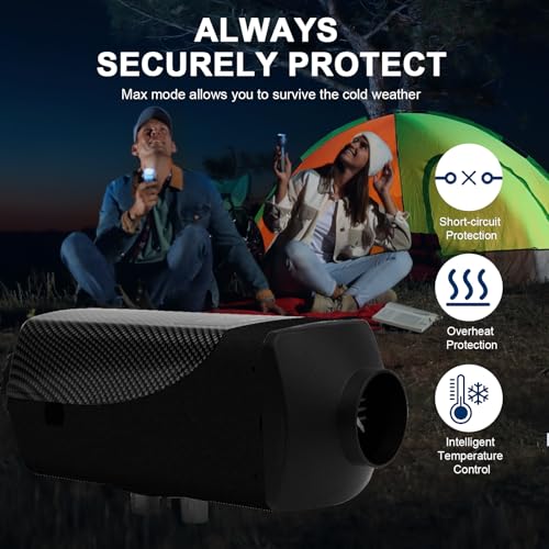 Jacgood 12V 8KW Diesel Air Heater Parking Heater Diesel Night Heater with Silencer & LCD Switch & Remote Control & 10L Tank For Car Truck Boat Trailer Motorhomes Bus (Black) - Image 5