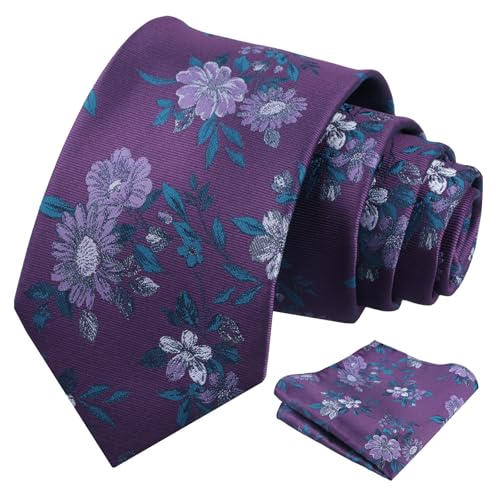 Image of Alizeal Mens 3.15'' Colorful Flower Pattern and handkerchief Necktie Set