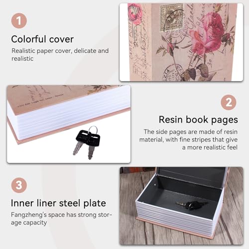 Coffre-fort portable en métal style livre ancien avec serrure de sécurité - 6