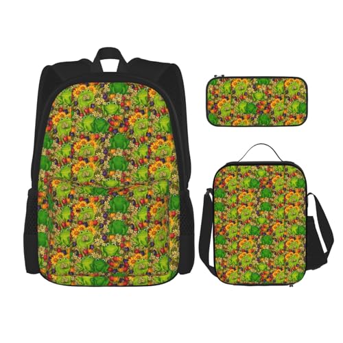 Sac à dos imprimé grenouille WURTON ensemble 3 en 1 idéal pour l'école et sorties
