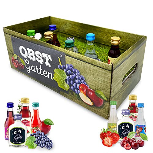 Longfair Likör-Obstgarten | witziges Geschenk mit Alkohol | 8x Frucht-Likör für Frauen und Männer | Kirsch, Pflaume u.v.m.