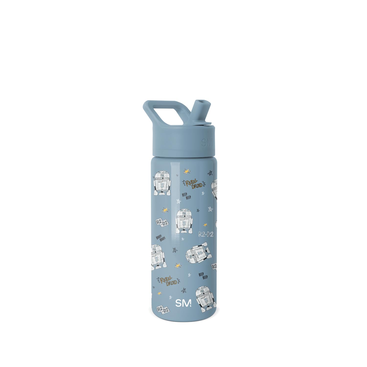 Simple Modern Star Wars Kids Water Bottle with Straw Lid | 18oz Insulated Stainless Steel Kids Tumbler &amp; Spill Proof Toddler Cup for School, Girls, Boys | Summit | R2D2 Rebel Droid