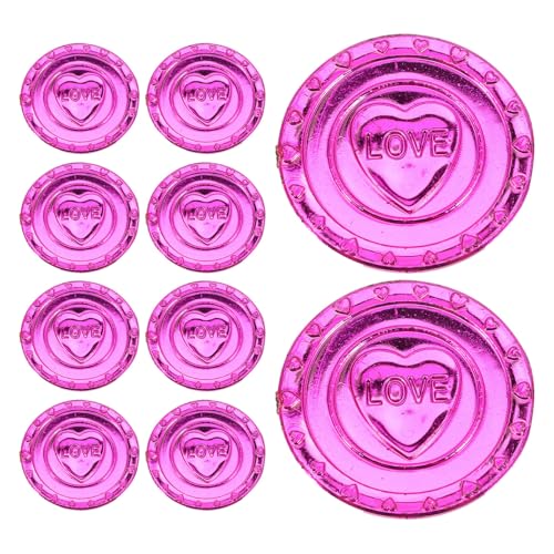 100 Monedas de plástico pirata con diseño de corazón rojo para decoración de San Valentín