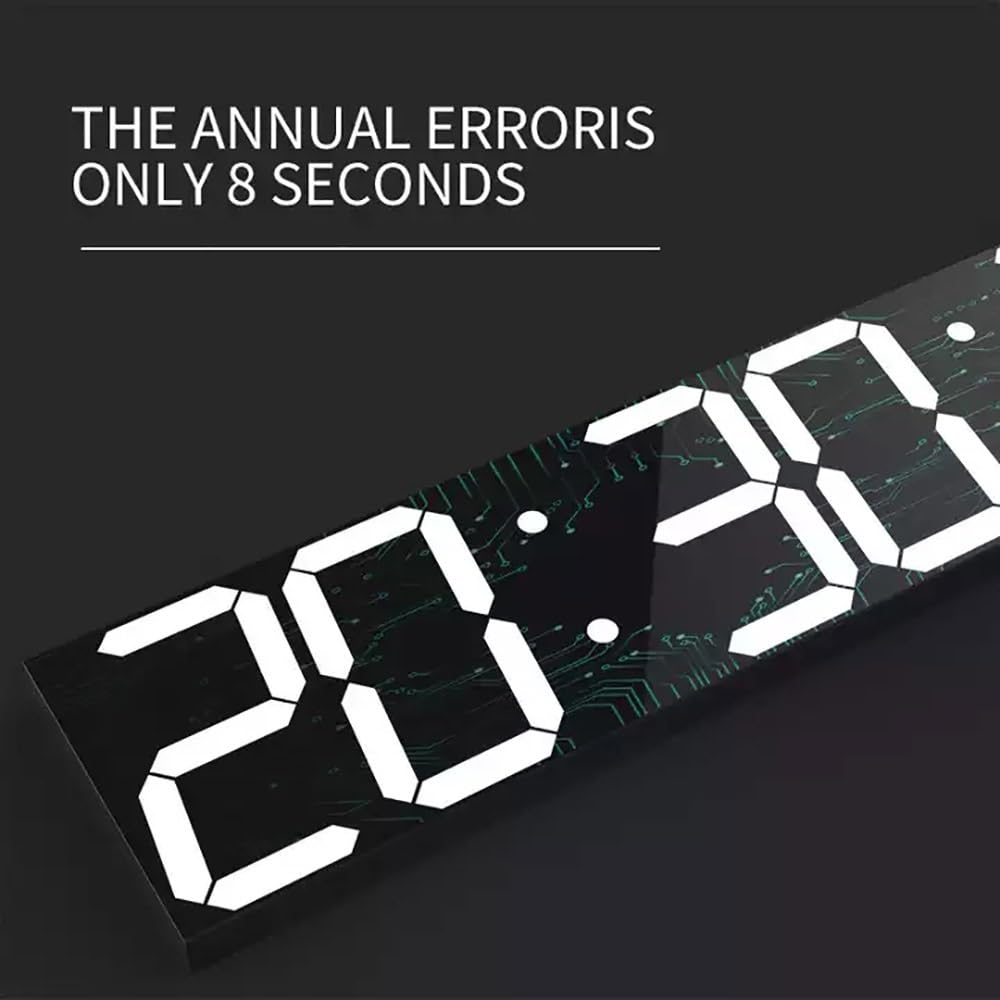 Orologio da Parete Digitale A LED da 27 Pollici, Dimmer Automatico, Sveglia, Calendario, Termometro, Luminosità A 8 Livelli, con Telecomando, for Mensa di Magazzino Industriale(Red)
