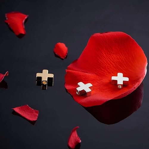 Miniatura 6 de BENECREAT 20 cuentas espaciadoras cruzadas chapadas en oro de 18 quilates y platino, cuentas de metal para hacer joyas, hallazgos y otros trabajos