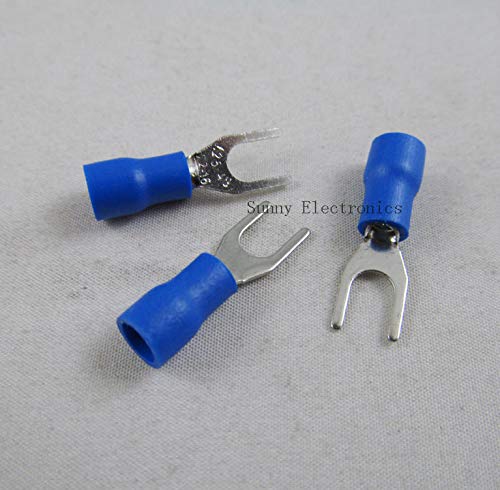 Davitu 1000PCS Crimp Spade Wire Connector 16~14AWG #8 27AMP Blue Fork Terminal