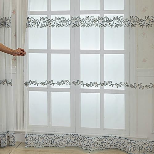 Rideaux voilages 229 cm en polyester léger brodé pour chambre