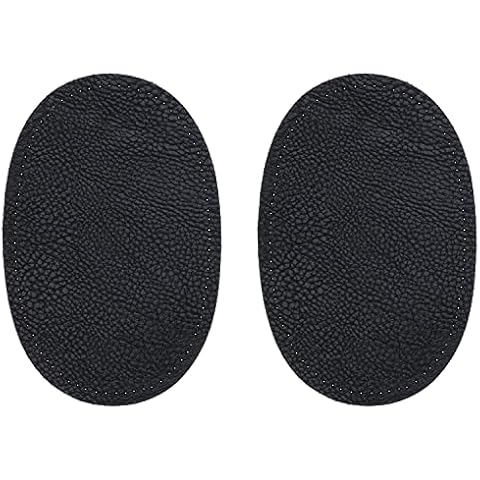 ZUPAYIPA 2Pcs Sew-On Fabric Oval Elbow Knee Patches Sweater Trousers Repair Patches Craft Supply Sewing Appliques (Pu Leather，Black) Cover