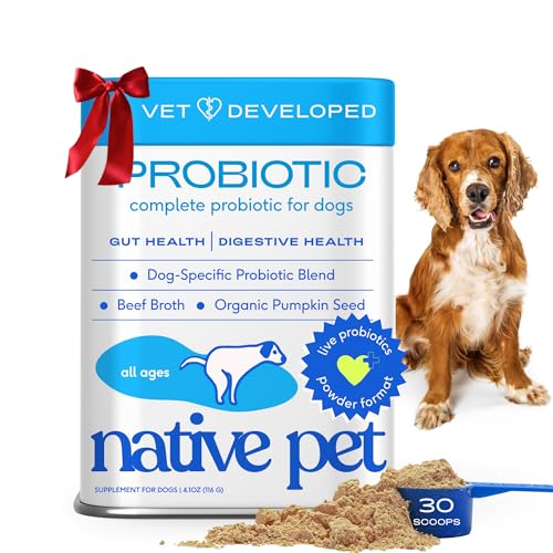 Native Pet Probiotics for Dogs - Dog Probiotics Powder for Digestive Health, Gut Support, & Immune Boost – Vet-Formulated Powder for Maximum Potency with Digestive Enzymes & Prebiotics - 30 Scoops