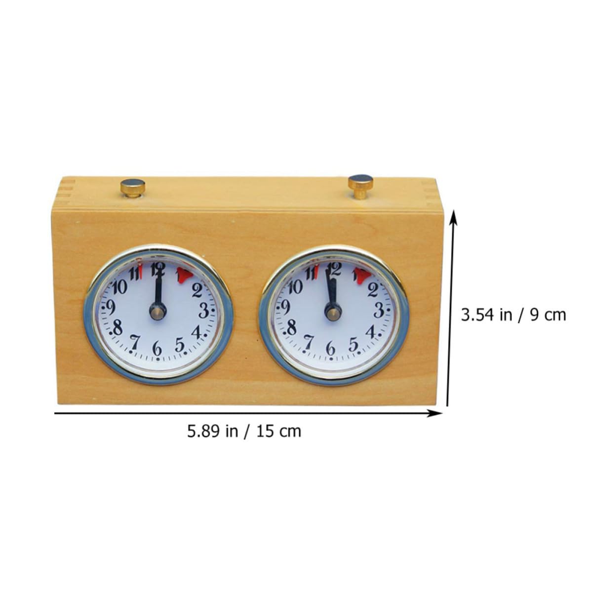Amosfun Reloj de Ajedrez Mecánico Portátil Estructura Simple y Materiales de Madera y Aleación de Pinchbeck para Partidas de Ajedrez y Weiqi