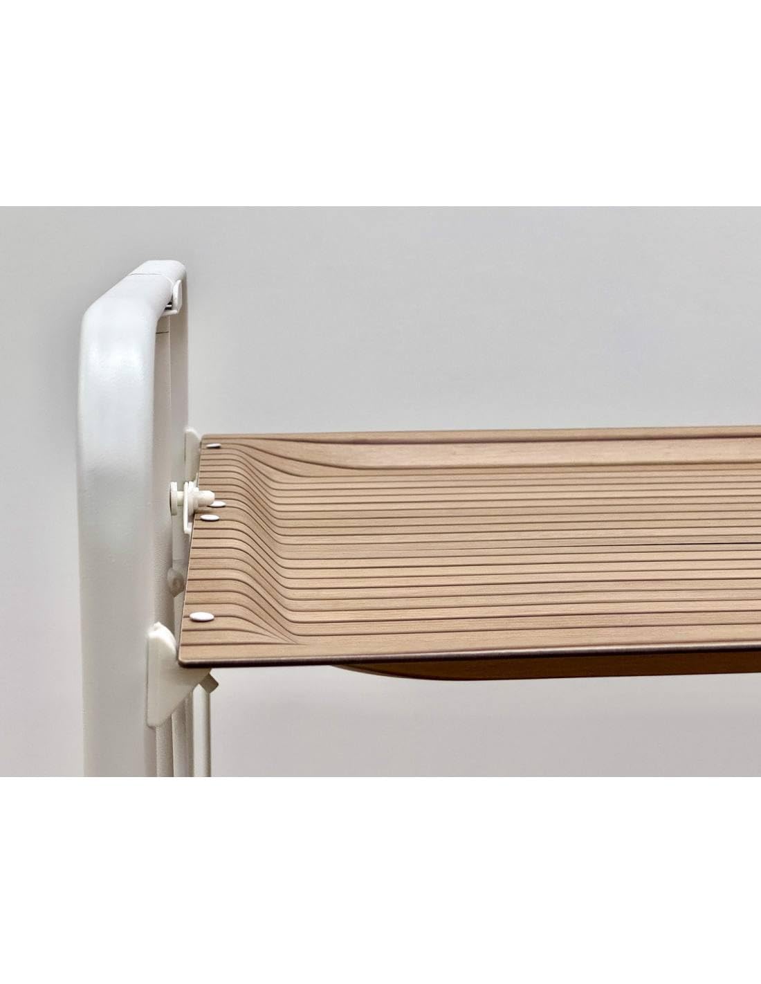 DON HIERRO - Carrito auxiliar plegable BAUHAUS con ruedas – Armazón metálico blanco, 2 niveles, 4 posiciones ajustables-Alistonado
