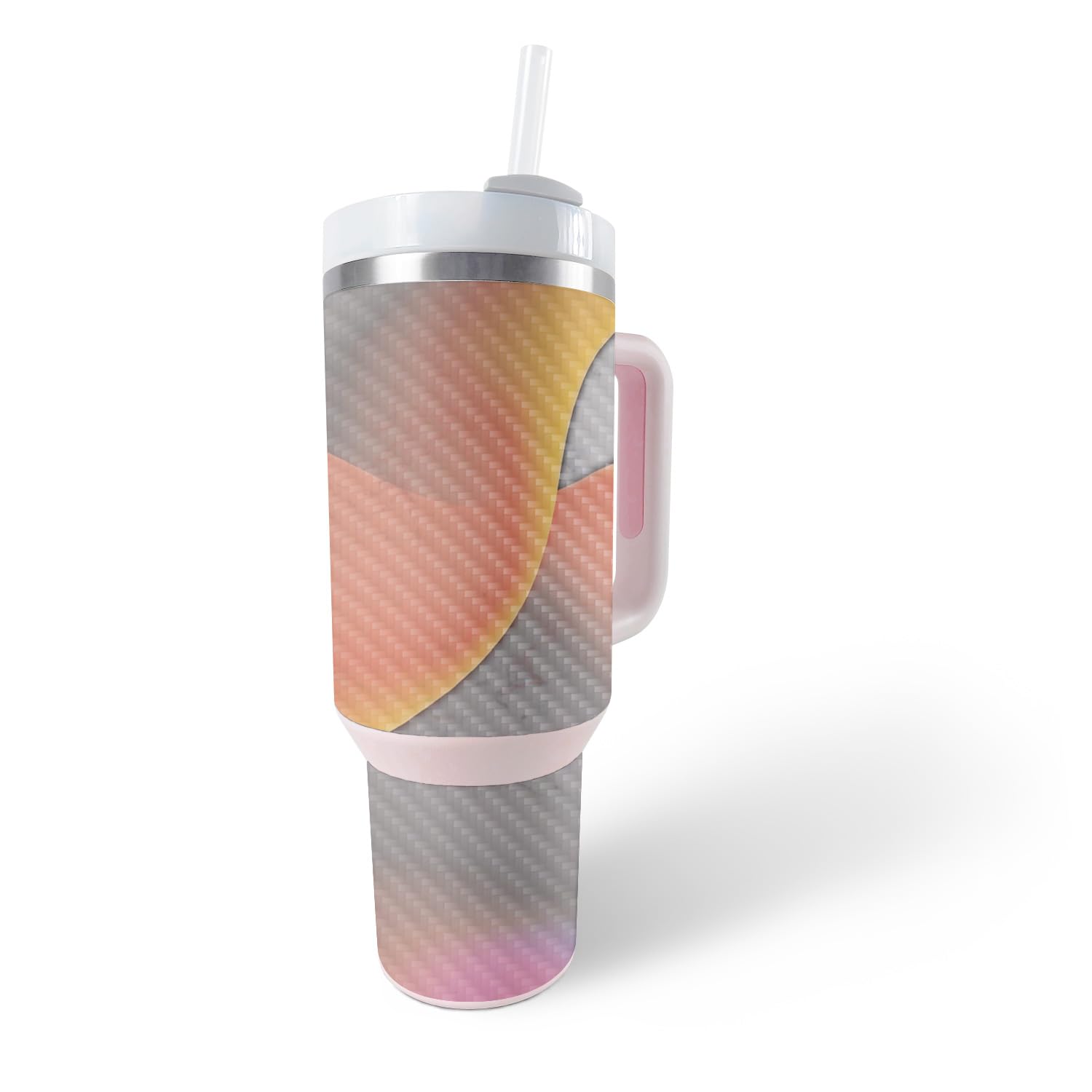 MightySkins Carbon Fiber Skin Compatible with Stanley The Quencher H2.0 FlowState 40 Oz Tumbler - Marble Magma | Protective, Durable Textured Carbon Fiber Finish | Easy to Apply