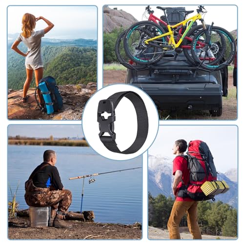 Image of Vigorport Utility Straps Quick Release Nylon Backpack Accessory Bag Strap,Adjustable for Hiking,Travel,Outdoor Sports-4 Pack (Black, 0.75''W-12''L)