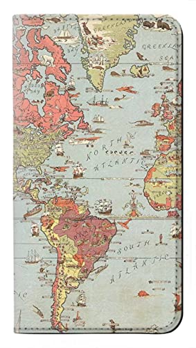Étui carte Galaxy S26 en cuir Housse clapet Vintage World Map