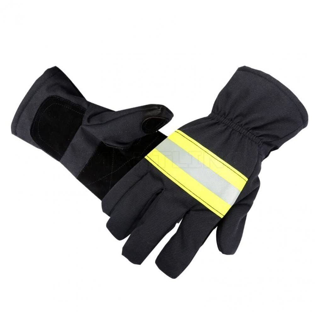 Stakee Black Heat Resistant Gloves Firefighter Glove With Reflective Trim Heavy Duty Gear Glove Firefighting Accessories Tools