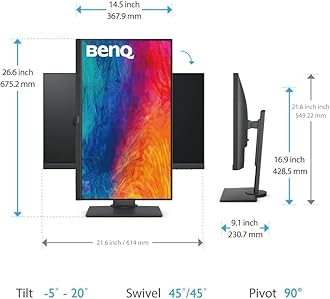 BenQ 27” 2K QHD Monitor, Commercial/Graphics Design, Video Editing (PD2705Q), 100% sRGB, HDR