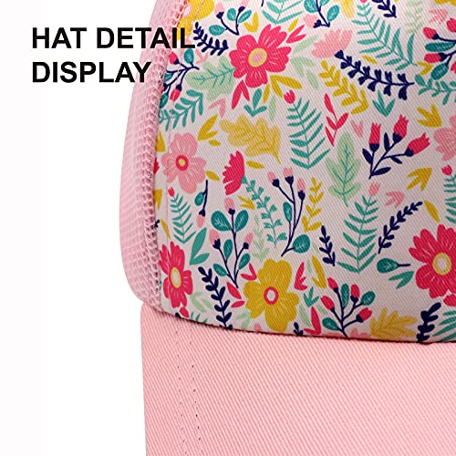 Girls Pony Hat Distressed High Ponytail Messy Bun Baseball Caps Kids Trucker Floral Sun Protection Hats Biking Cap(4-10Years) #TOP5
