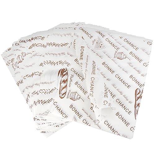 100 Fogli di Carta Deli, Carta Oleata Impermeabile 38 x 28cm, Carta da Imballaggio Alimentare, Carta per Fodera Cestini Involucri, Carta per Formaggio, Panini, Hamburger, Sandwich, Pasticceria