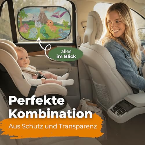 CARAMAZ Sonnenschutz Auto Baby mit UV Schutz, Reach Zertifiziert - Opti-Dark - GSM100+ inkl. Saugnapf - Verdunklung 51x31cm, 2 Stück