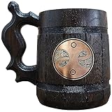 Guild Seal Beer Mug, 22 oz Wooden Beer Stein, Gamer Gift, Personalized Beer Stein, Fantasy Beer Tankard, Custom Gift for Men, Gift for Him