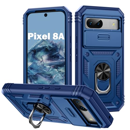 Coque Google Pixel 8A antichoc à clapet photo coulissant et anneau