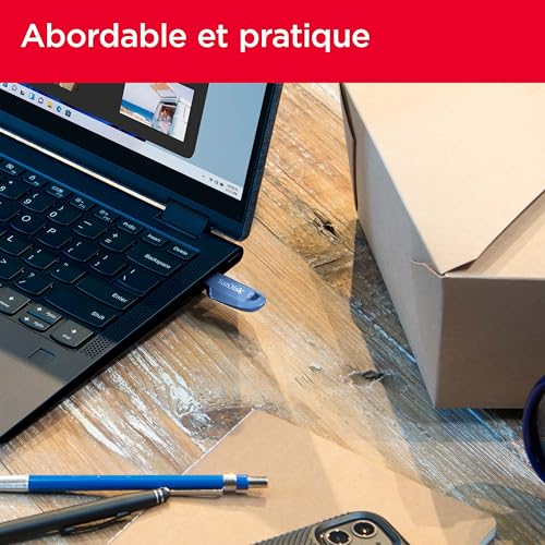 SanDisk Clé USB 3.2 Ultra Curve 128 Go Bleu Marine jusqu'à 100 Mo/s