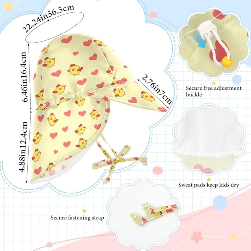 Cartoon Chicken Yellow Infant Toddler & Kids Sun Hat Baby Boys Hat Baby Girls UPF 50+ Adjustable Traveling Swim4