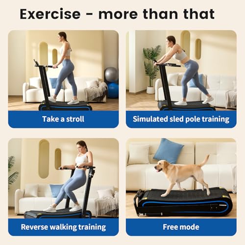 Image of ERGOLIFE Curved Treadmill with Non-Electric Motorized, 2-in-1 Folding Treadmill with APP for Home Workout, Compact Manual Walking Pad, Office Running Machine with LCD Display