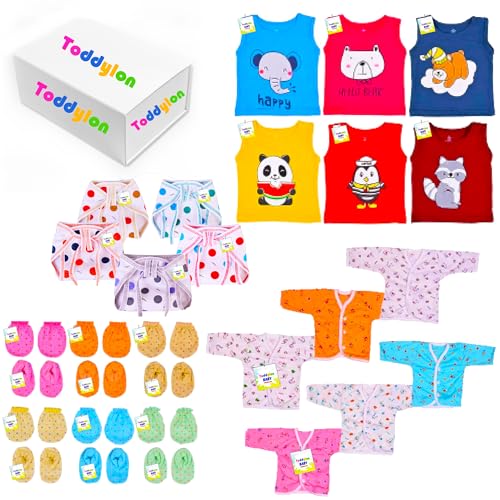 Image of Toddylon Newborn Baby Essentials Kit 29 Items Combo Set | New Born Baby Set 0-6 Months | Hospital Kit Baby Combo Pack for Boys & Girls | Maternity Hospital Bag Kit | Soft Cotton New Born Clothes