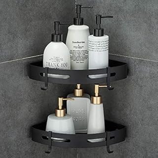 Hoomtaook Adhesive Corner Shelf Bathroom Shower Caddy Organizer for Kitchen Toilet No Drilling 2-tier Bathroom Corner Shelves Shower Caddies