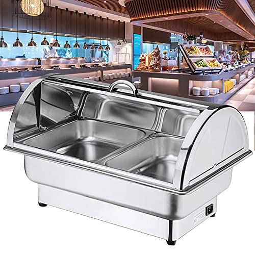 Platos eléctricos de Acero Inoxidable para Calentar Alimentos para Fiestas y bufés, de 9 y 13 litros, con Tapa y Control de Temperatura Ajustable para Mantener la Comida Caliente Durante Mucho Tiempo