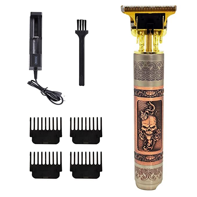 RB POINT Hair Clippers for Men, Pro Li Close Cutting Trimmer, T-blade Cordless Electric Rechargeable Grooming Kit 1.5/2/3/4 mm Zero Gapped Detail Barber Haircut (Skull)