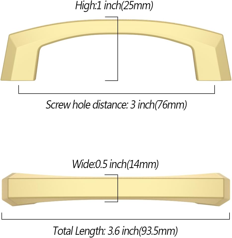 Asidrama 10 Pack 3 Inch(76mm) Brushed Gold Cabinet Pulls Heavy-Duty Solid Kitchen Cabinet Handles Gold Dresser Drawer Hardware for Bathrooms Cabinets
