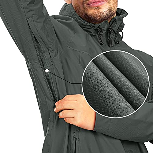 33,000Ft Men's Rain Jacket Waterproof Cycling Running Packable Raincoat With Hood Lightweight Windbreaker With Mesh Lining #TOP2