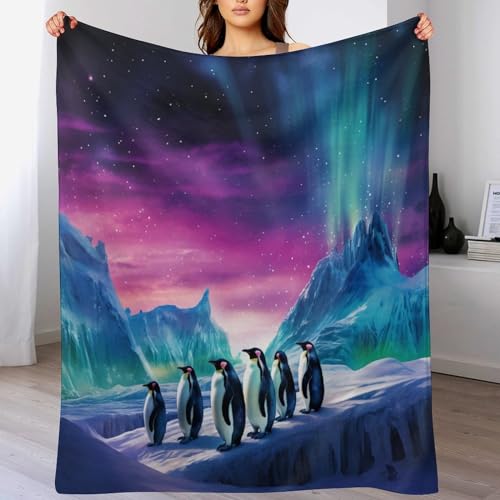 Manta de forro polar de pingüino para sofá cama de 130x180cm 2