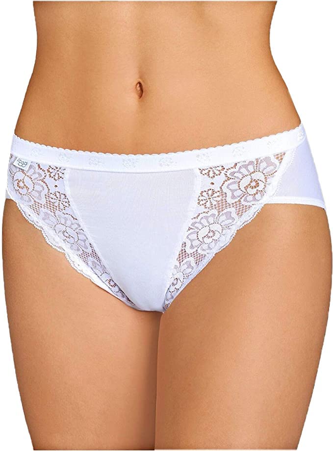 Sloggi Chic Tai, Oferta 4-8 sztuk, majtki damskie z koronkowymi wstawkami, majtki damskie bawełniane (4 sztuki czarny, 3), 4 szt. Czarny