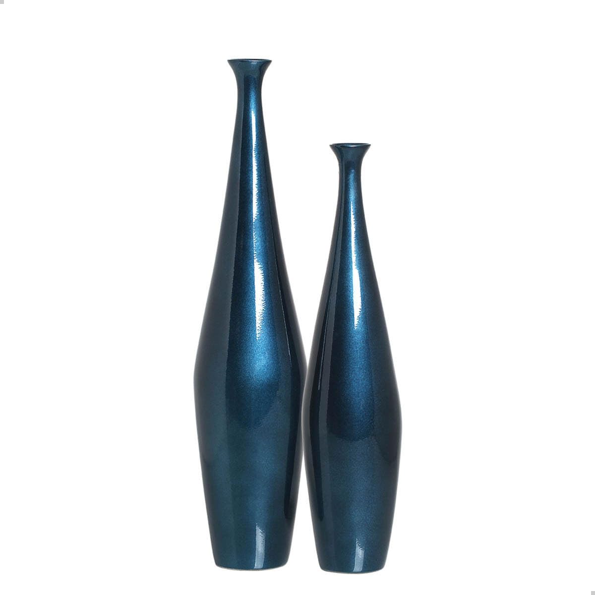 Vasos para Decoração de Sala Dupla Garrafa Faenza Azul Marbella