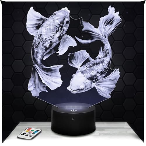 Lampephoto.fr - Lampe 3D Carpe Décoration Animal Poisson Jardin Japonai, Idée Cadeau Homme Femme, Objet Carpe Veilleuse LED Adulte Déco Chambre, Idee Cadeau...