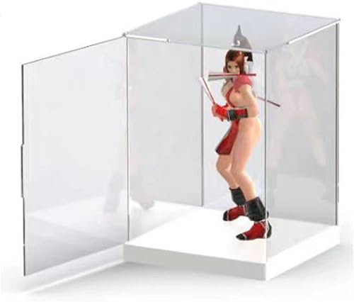 Miniatura 3 de Exhibición de acrílico transparente que se puede abrir, caja de encimera con base blanca para exhibir, vitrina de protección a prueba de polvo para