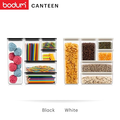 Bodum Vorratsdosen Set CANTEEN – 6-teilig mit schwarzen Deckeln – BPA-frei & spülmaschinenfest – Stapelbare, transparente Aufbewahrungsbehälter