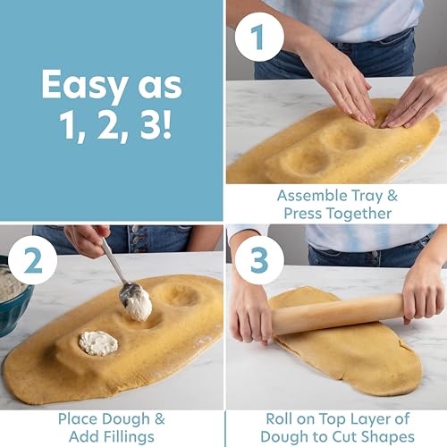 Jumbo Ravioli Molds (2 Pack)- XL 2.5\" Round - Homemade Filled Pasta Maker - 2 Piece Tray & Press makes 3 Raviolis at a Time, Easy to Use & Clean- Add Fun to Your next Holiday Italian Pasta Night, Gift