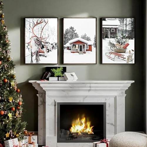 Cadre cerf de Noël pour salon moderne et cocooning - 4