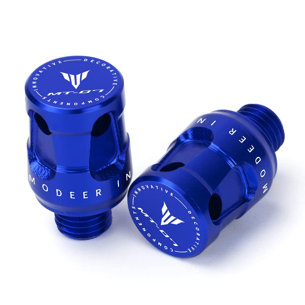 Modeer Tappi Per Fori Specchietti Per Yamaha MT-07 / FZ07 – Viti M10 X 1.25 In Alluminio CNC – Accessori Moto (Blu) - 2