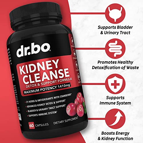 Kidney Liver Cleanse Detox Support Supplement - Help Repair Kidneys, Gallbladder, Bladder Control & Urinary Tract Health - Herbal Cranberry Capsules & Natural Milk Thistle Dandelion Supplements #TOP1